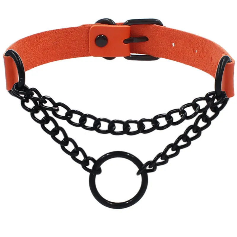 Round Layered Black Chain Necklace