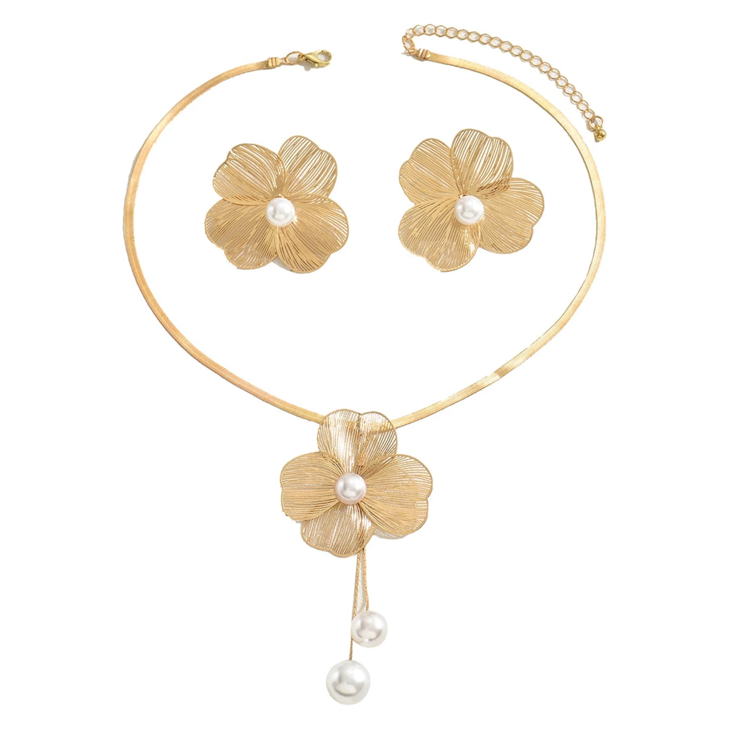 Elegant Gold Flower Jewelry Set