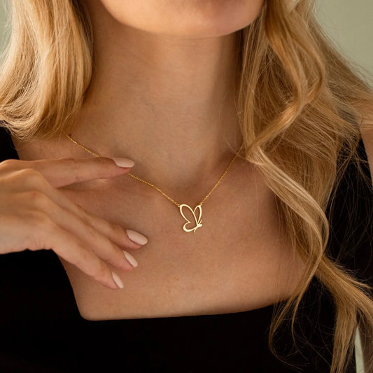 Stainless Steel Butterfly Pendant Necklace