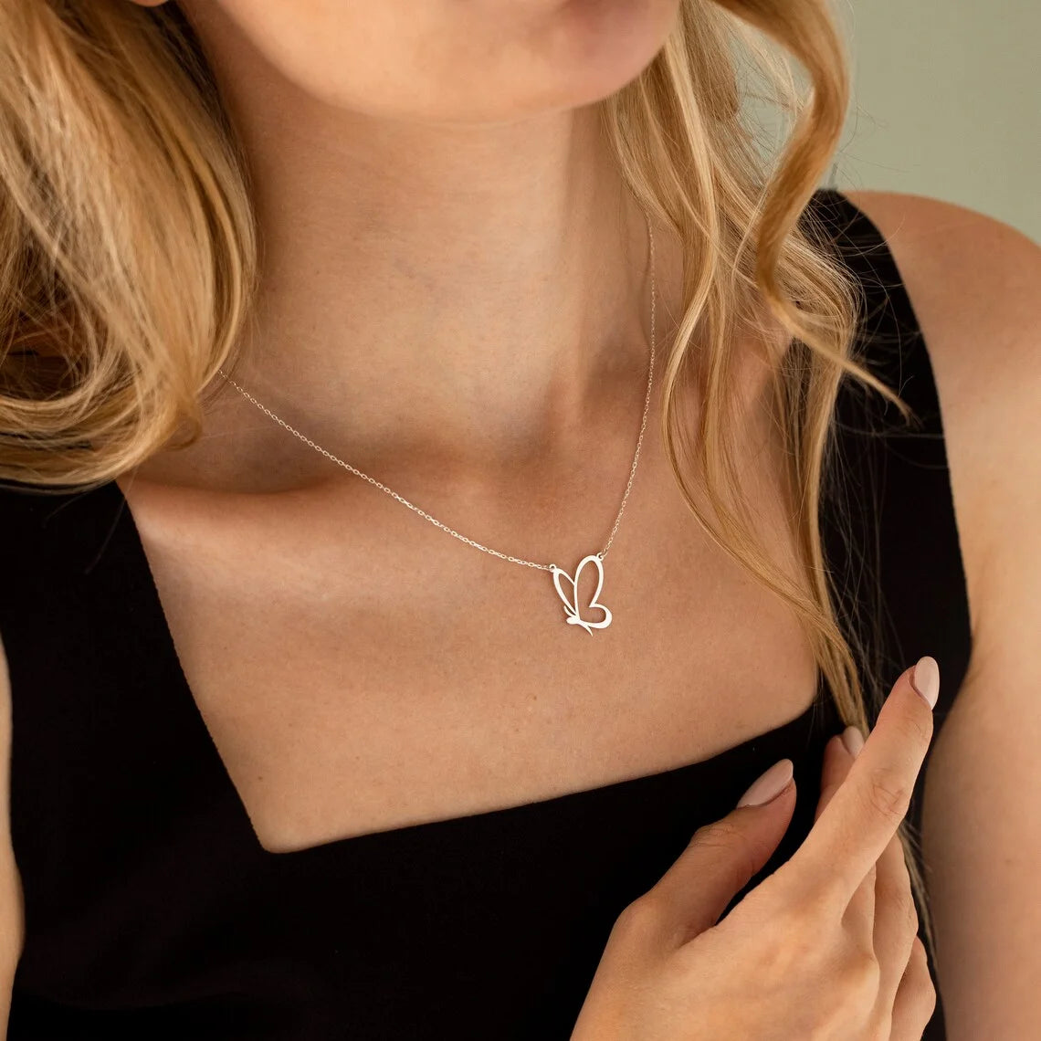 Stainless Steel Butterfly Pendant Necklace