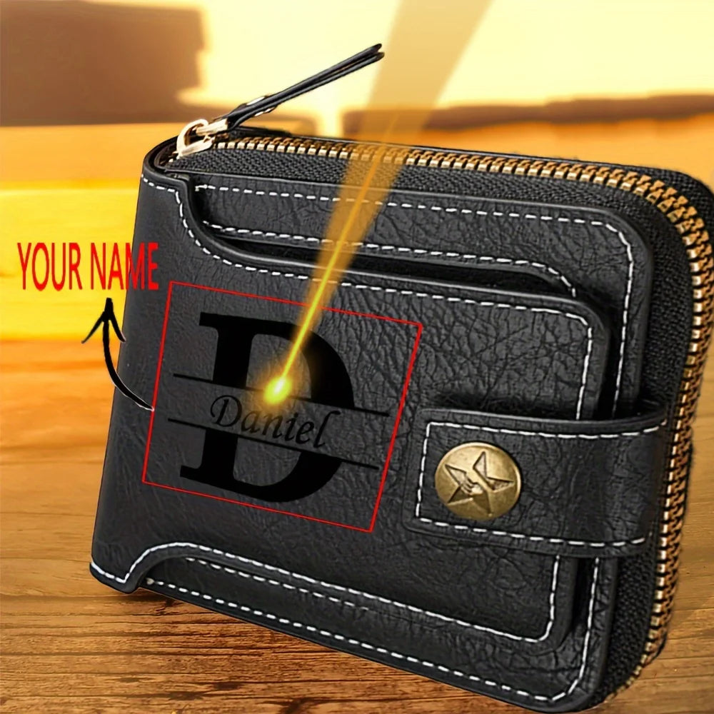 Custom Name Men’s PU Leather Wallet
