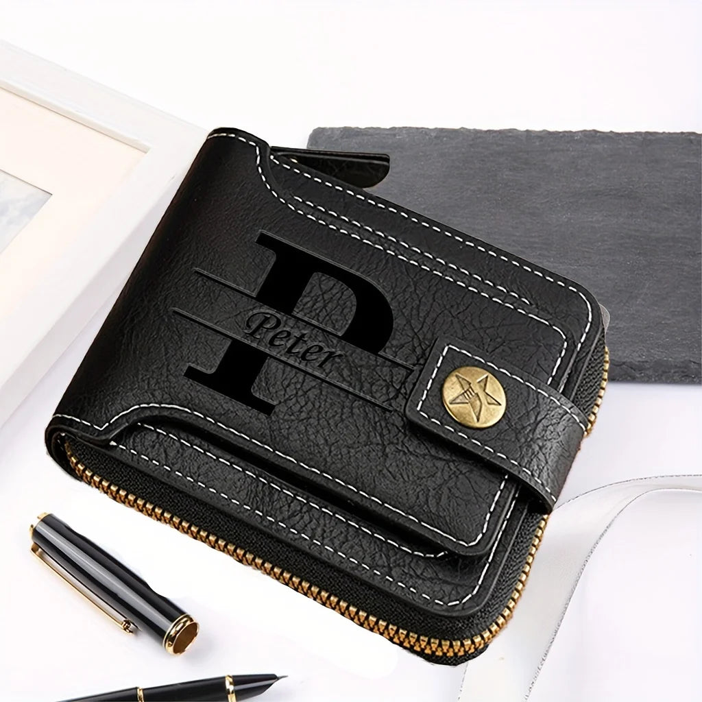 Custom Name Men’s PU Leather Wallet