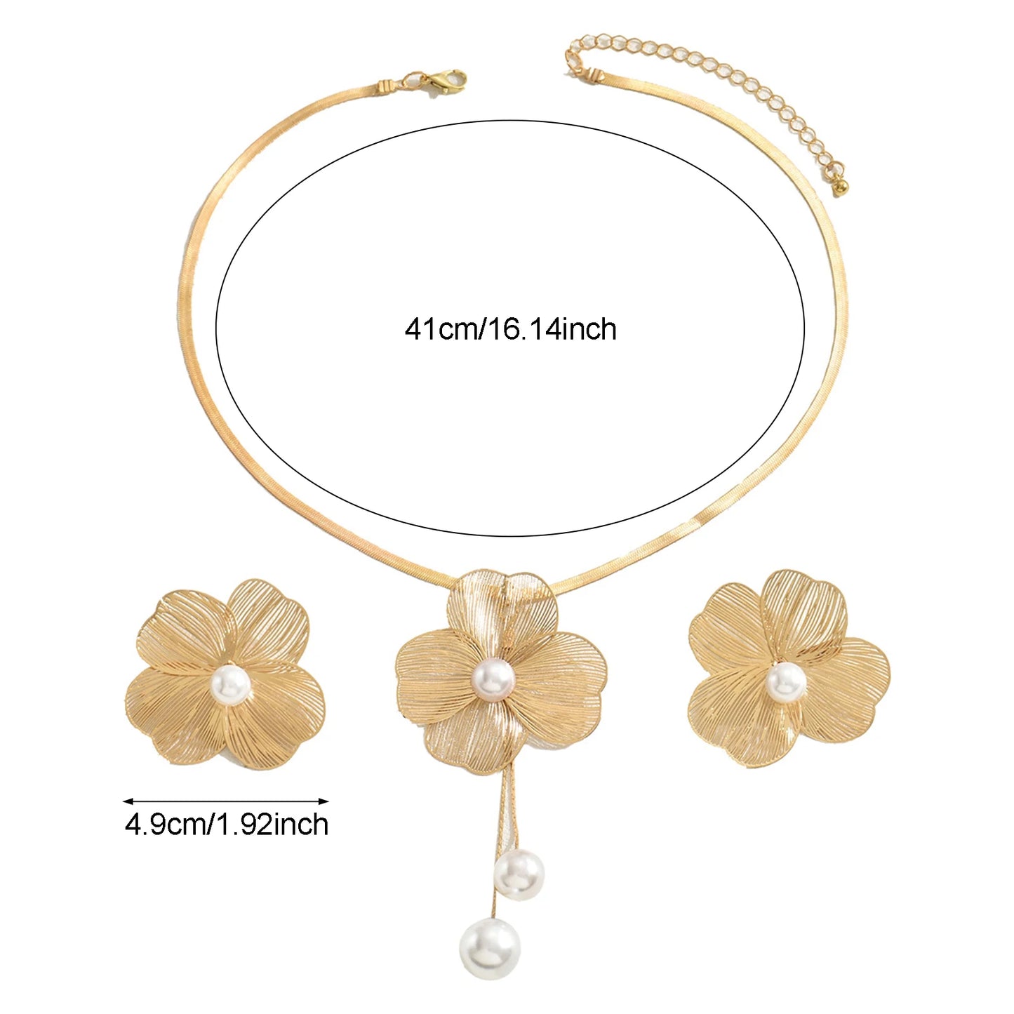 Elegant Gold Flower Jewelry Set