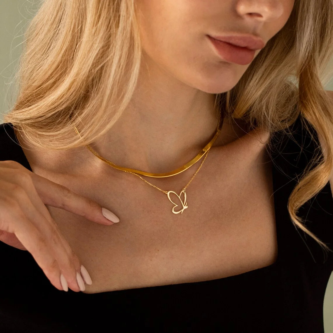 Stainless Steel Butterfly Pendant Necklace