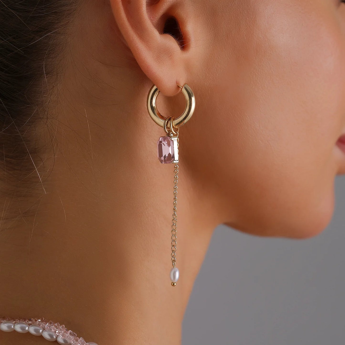 Crystal Bead Tassel Necklace Set